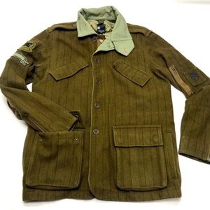 DC Wool Military Olive Green Snowboard Jacket Coat Removable liner insert